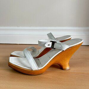 Vintage Sergio Rossi White Wood Clogs Sandals sz 37